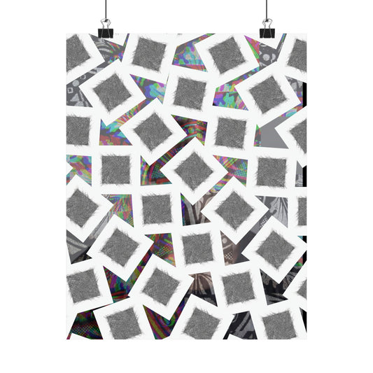 Abstract Geometric Squares Matte Poster — Black & White Modern Wall Art
