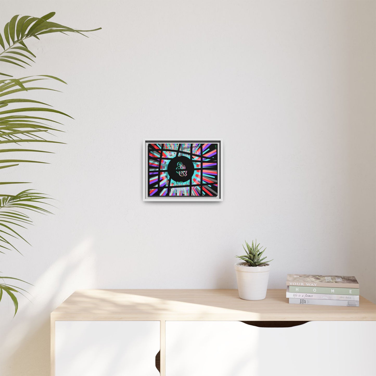 Psychedelic Geometric Framed Canvas Art "Eggs Eggs & & Milk Milk" — Multi‑Color Matte Print
