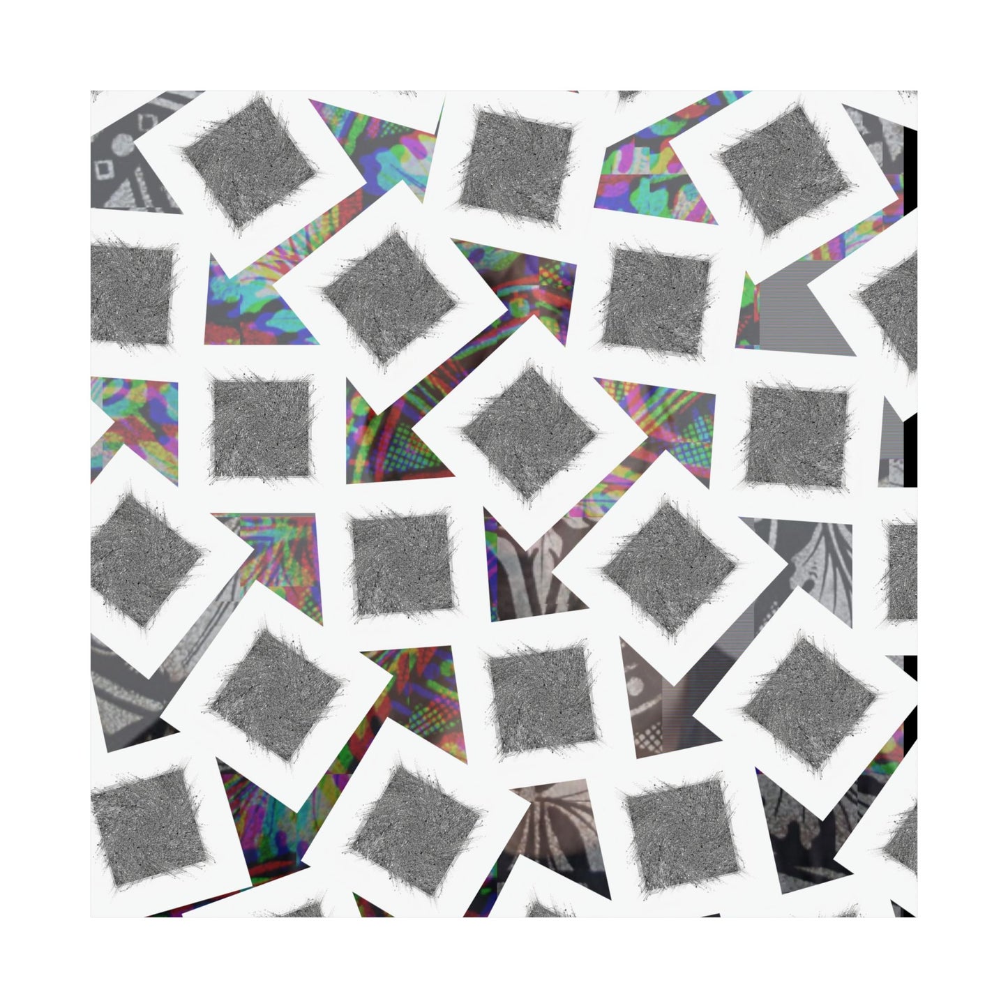 Abstract Geometric Squares Matte Poster — Black & White Modern Wall Art