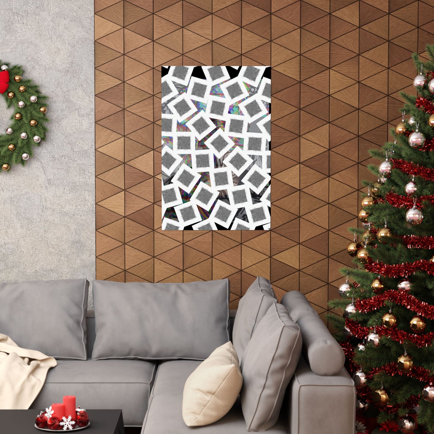Abstract Geometric Squares Matte Poster — Black & White Modern Wall Art