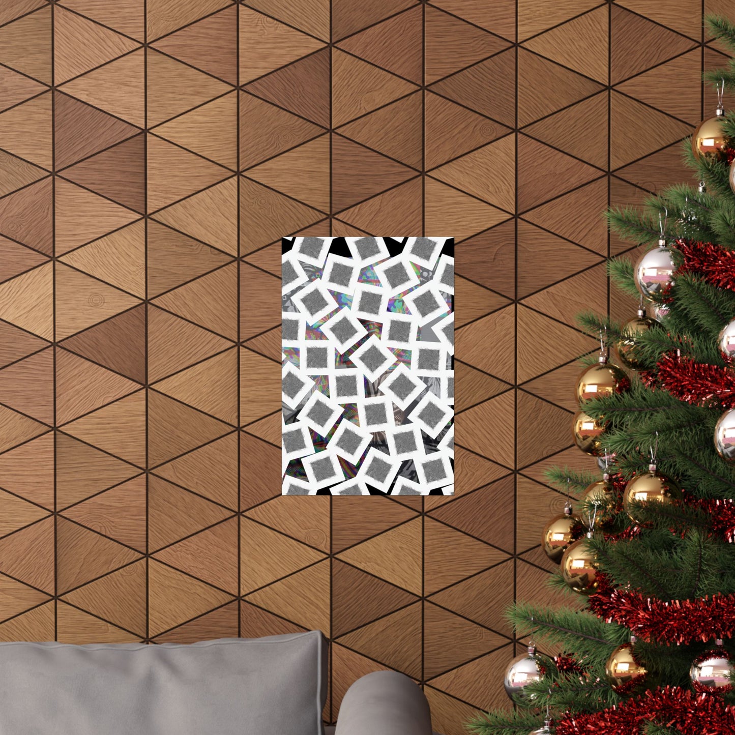 Abstract Geometric Squares Matte Poster — Black & White Modern Wall Art