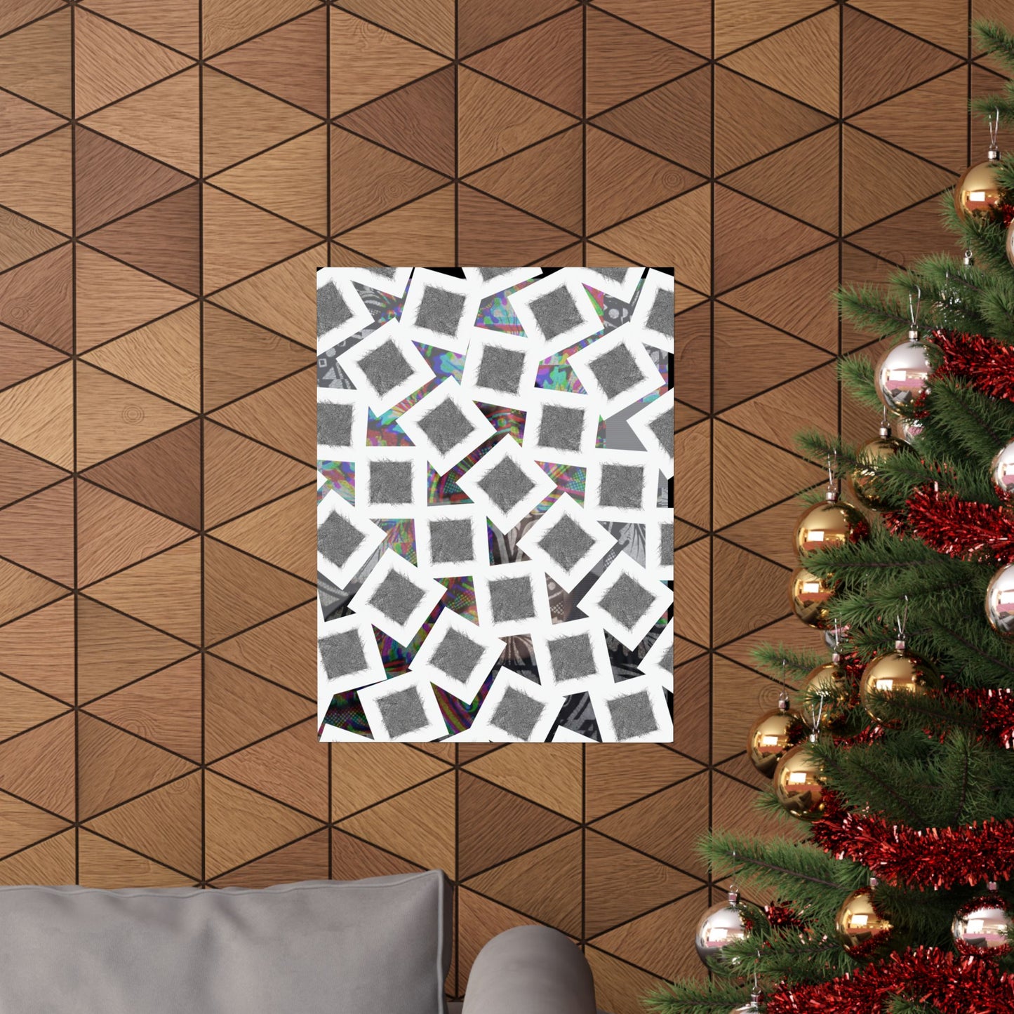 Abstract Geometric Squares Matte Poster — Black & White Modern Wall Art
