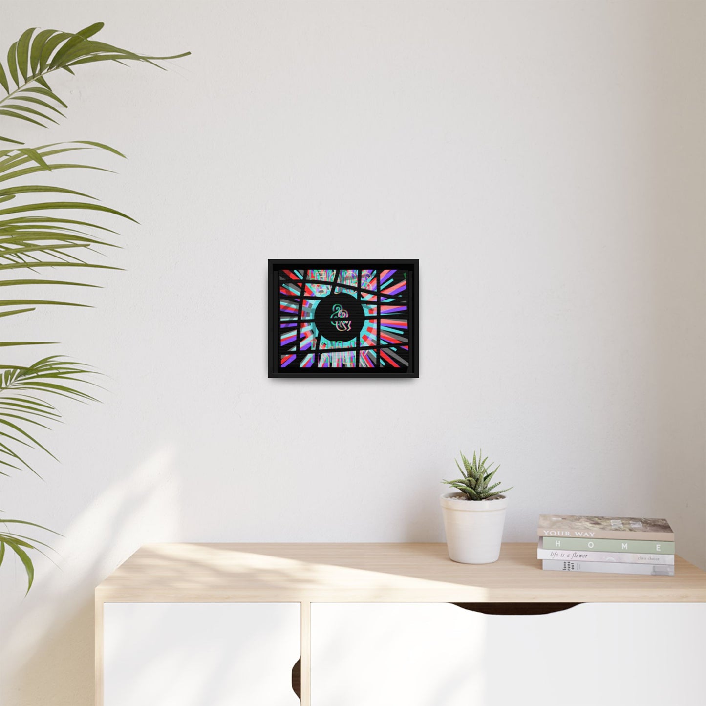Psychedelic Geometric Framed Canvas Art "Eggs Eggs & & Milk Milk" — Multi‑Color Matte Print