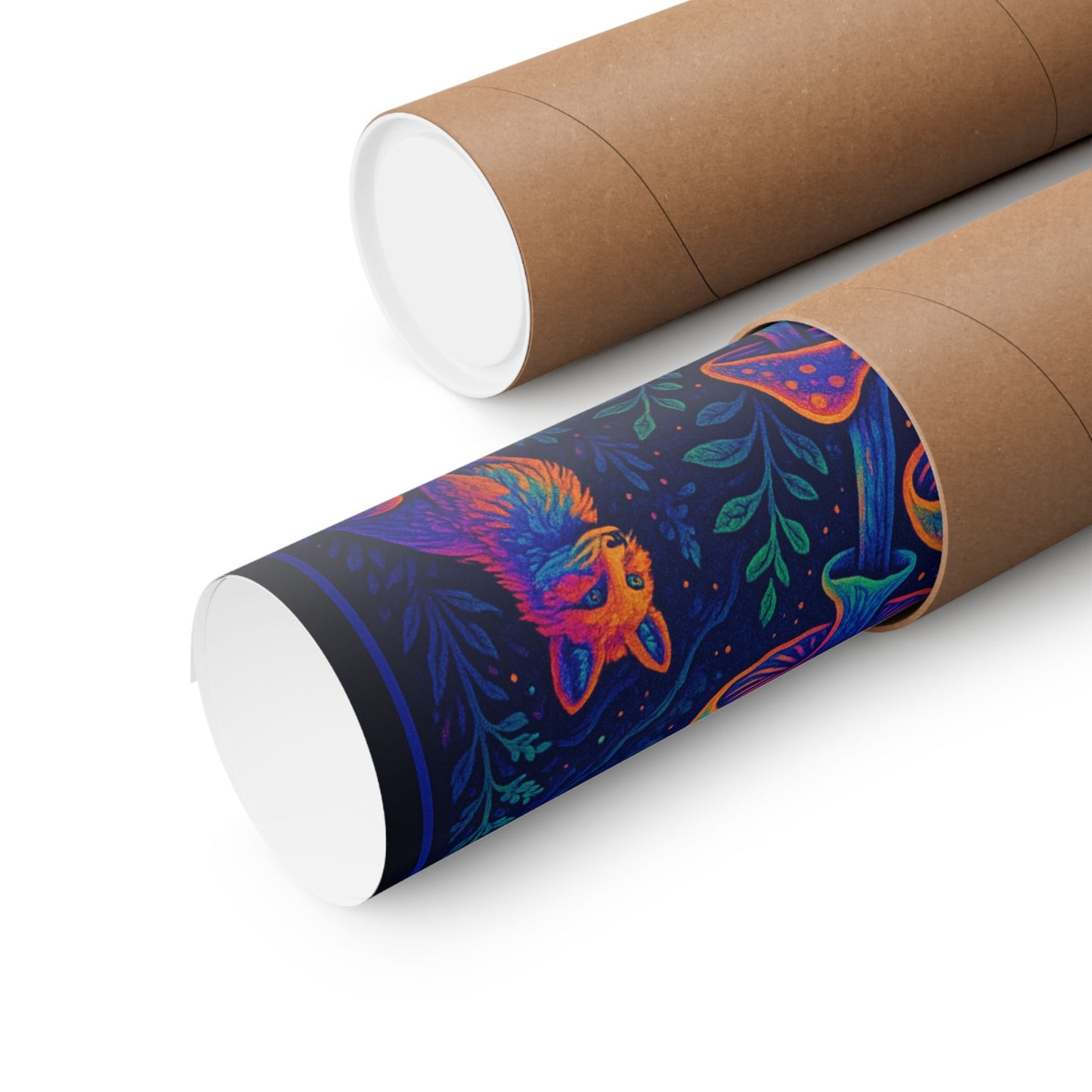 Mystic Forest Mushroom Poster — Neon Fox Night Art Print