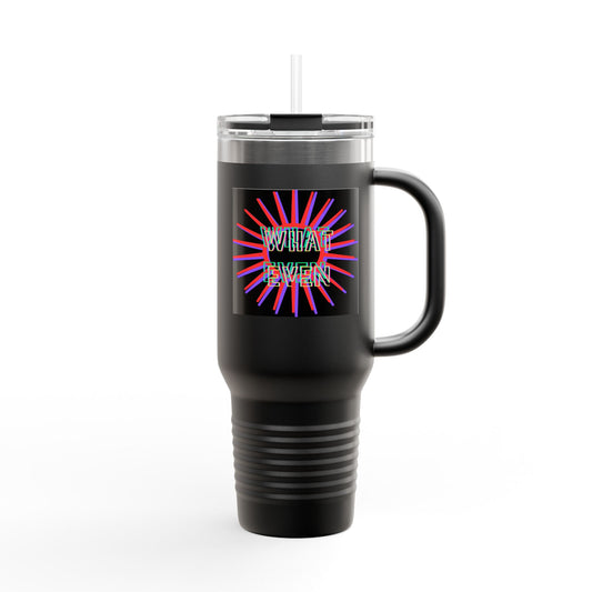 40oz Insulated Travel Mug — 'What A Vibe' Neon Sunburst Design