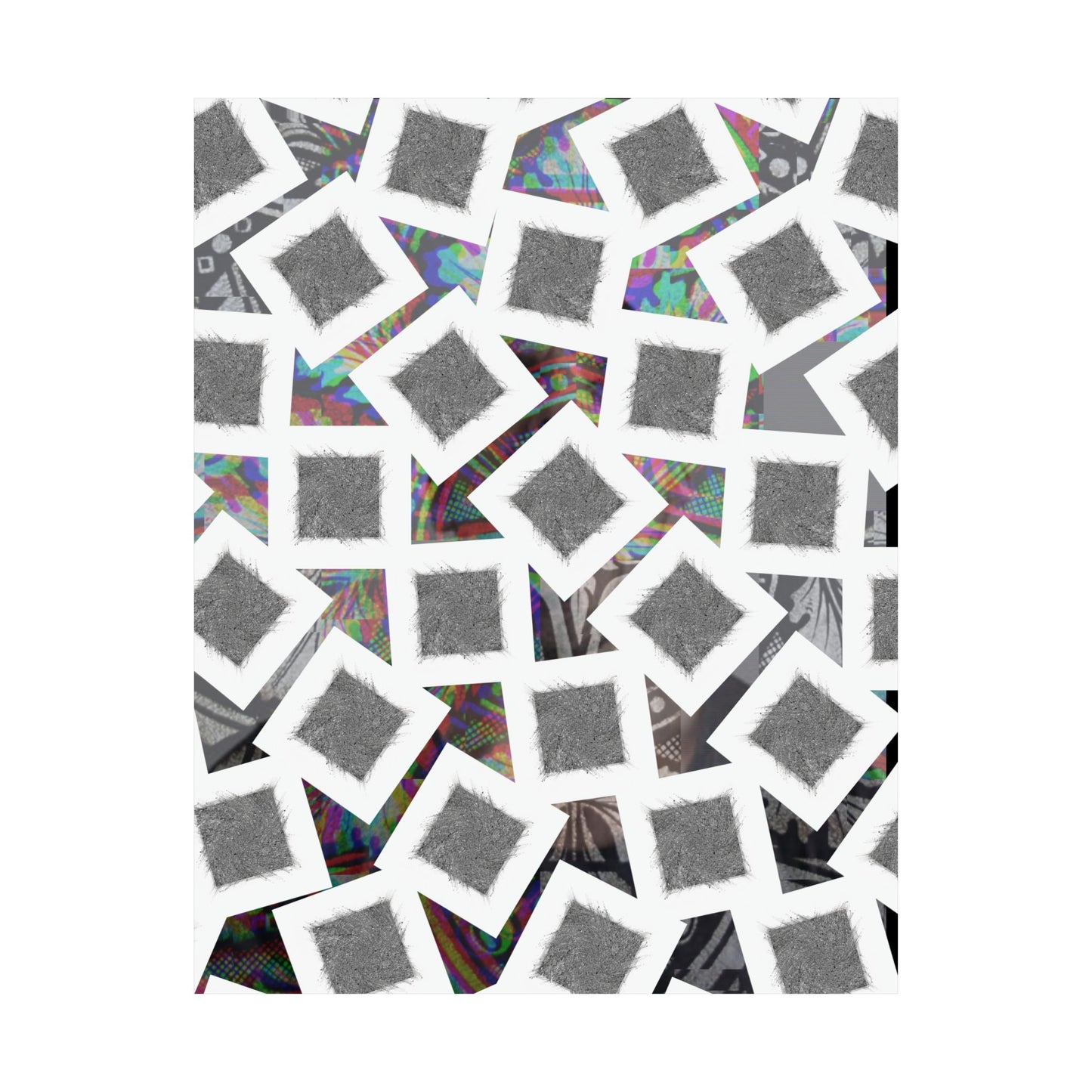 Abstract Geometric Squares Matte Poster — Black & White Modern Wall Art