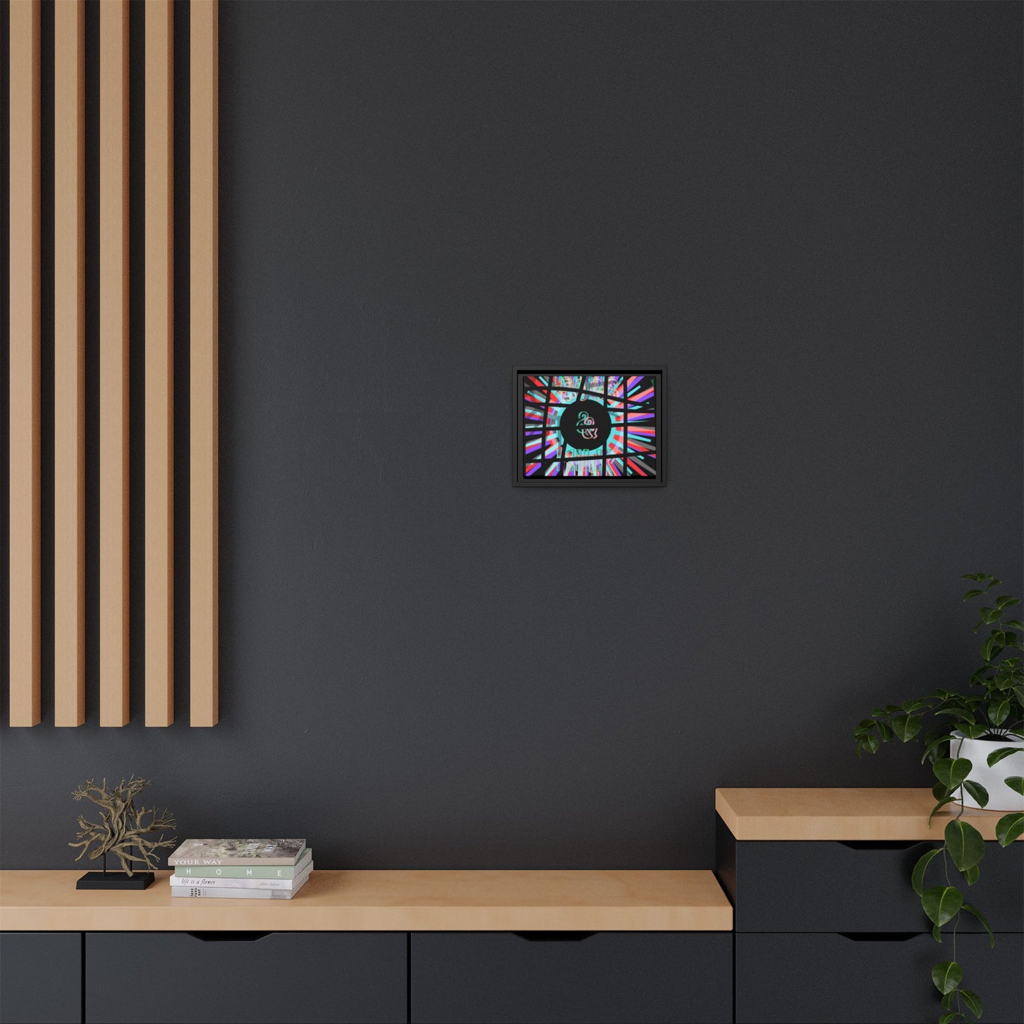 Psychedelic Geometric Framed Canvas Art "Eggs Eggs & & Milk Milk" — Multi‑Color Matte Print