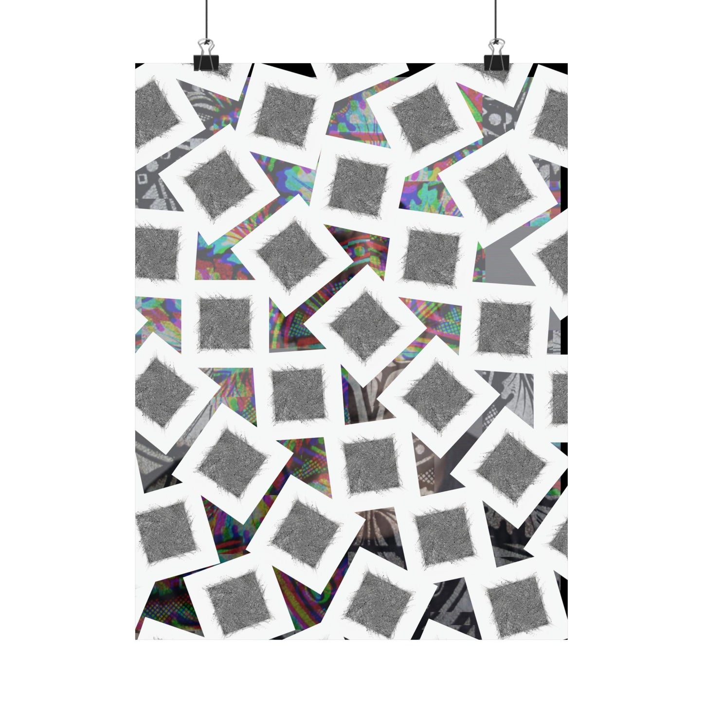 Abstract Geometric Squares Matte Poster — Black & White Modern Wall Art