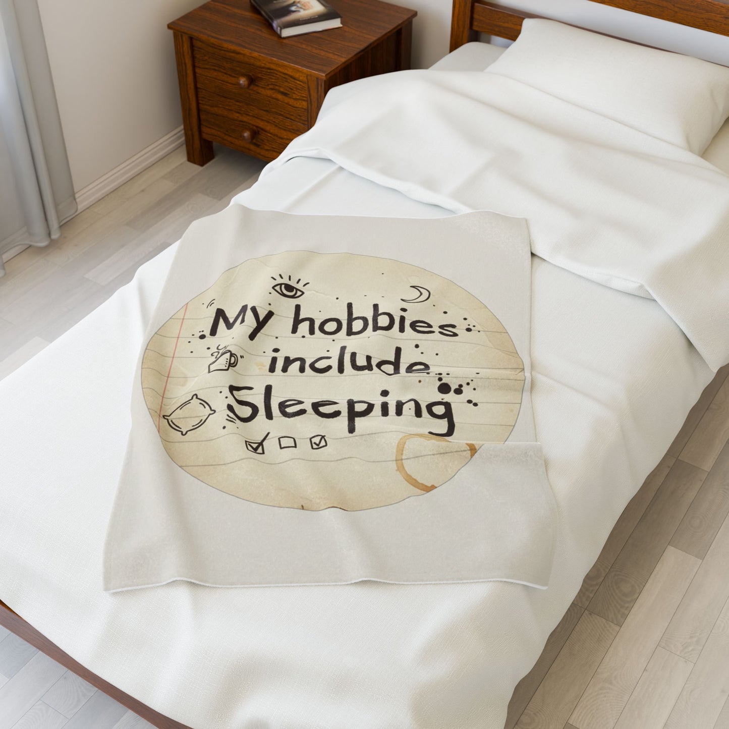 Plush Blanket — "My hobbies include Sleeping" Cozy Velveteen Throw for Sleepers & Gift