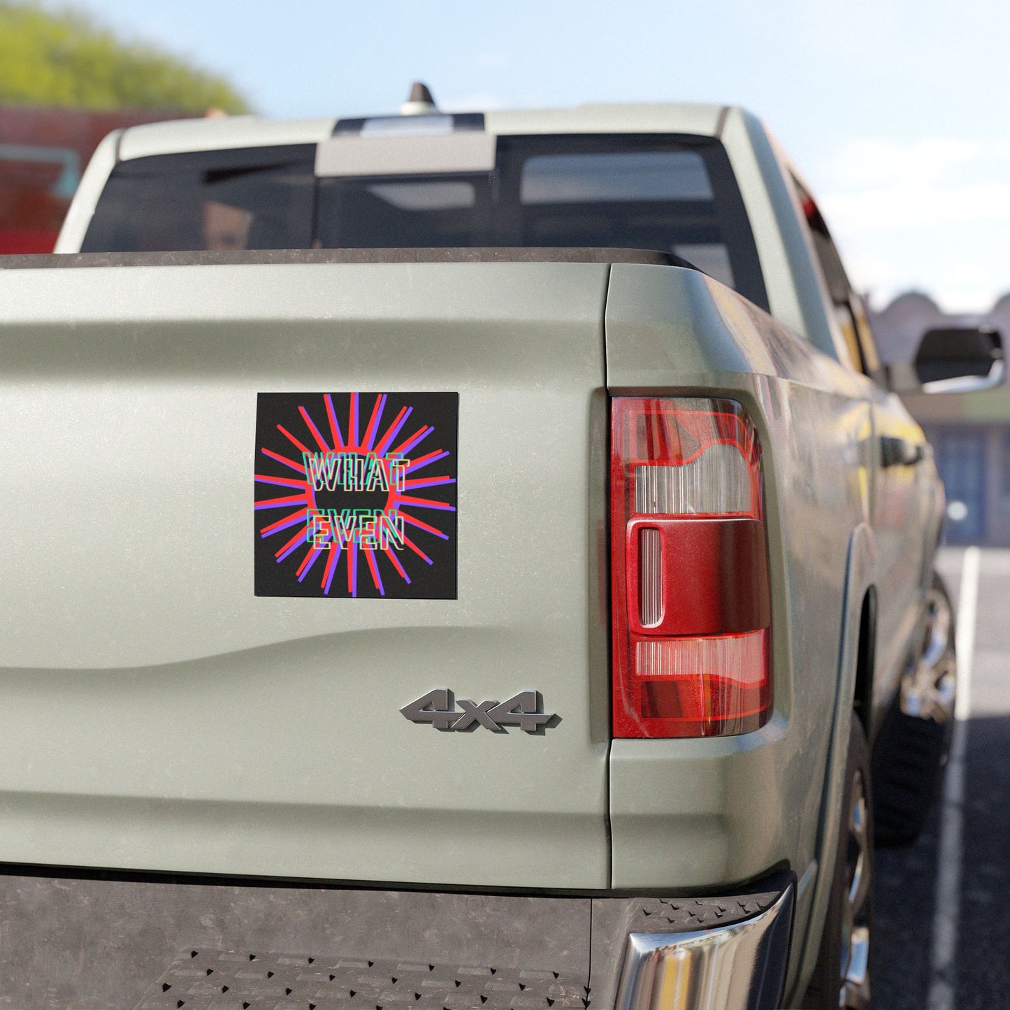 What Even Car Magnet — Retro Neon Text Magnetic Sign for Cars