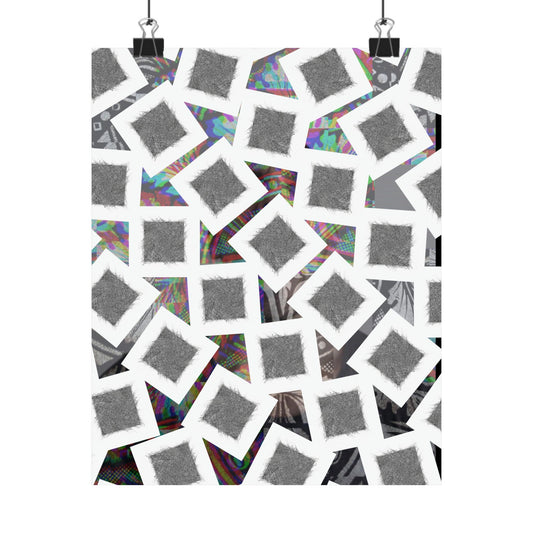 Abstract Geometric Squares Matte Poster — Black & White Modern Wall Art