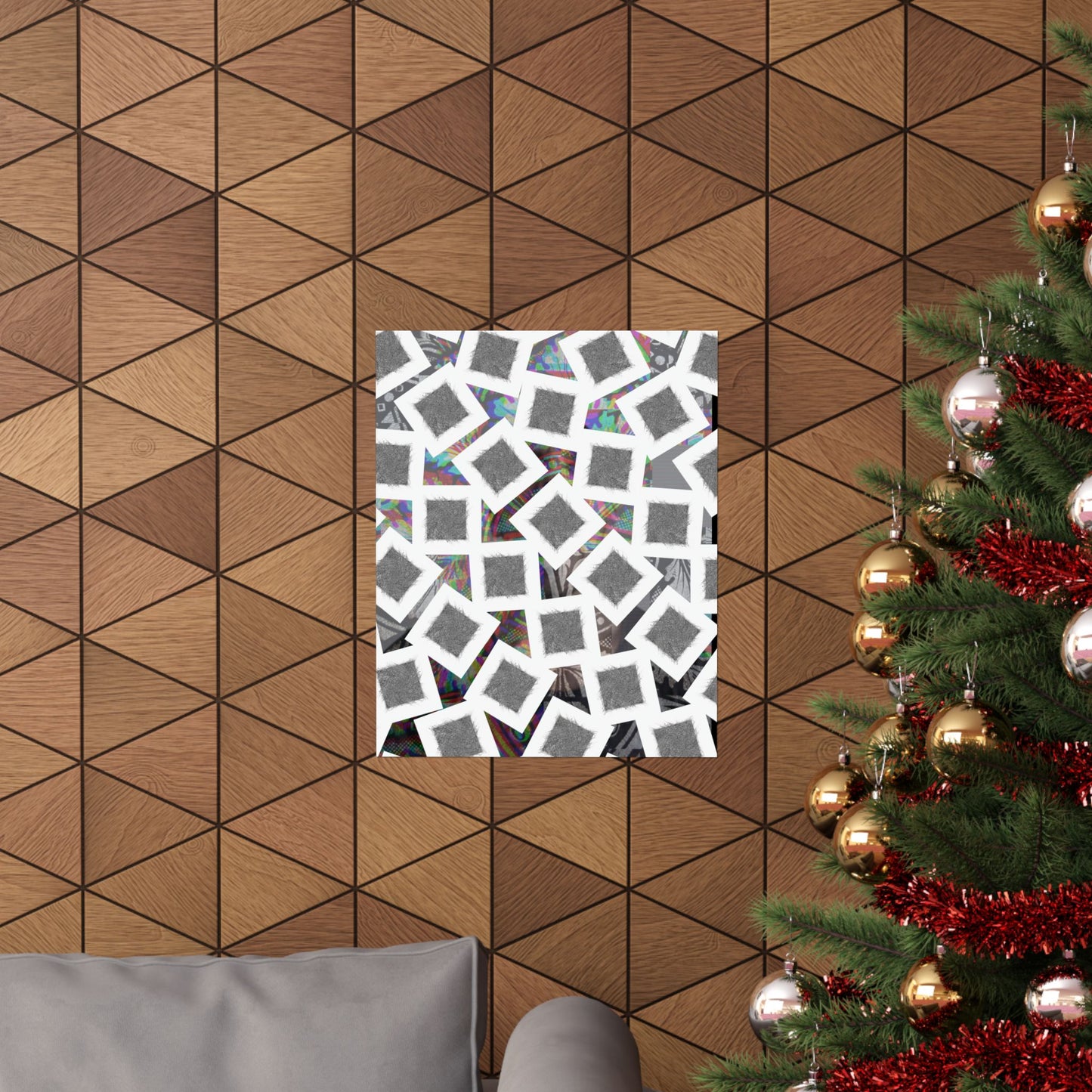 Abstract Geometric Squares Matte Poster — Black & White Modern Wall Art