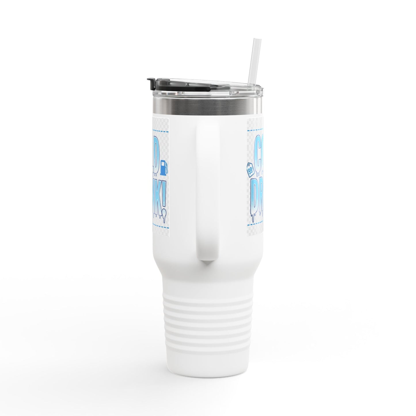 40oz Insulated Travel Mug – 'Cold Drink!' Retro Blue Graphic