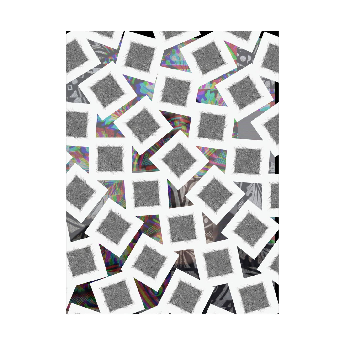 Abstract Geometric Squares Matte Poster — Black & White Modern Wall Art
