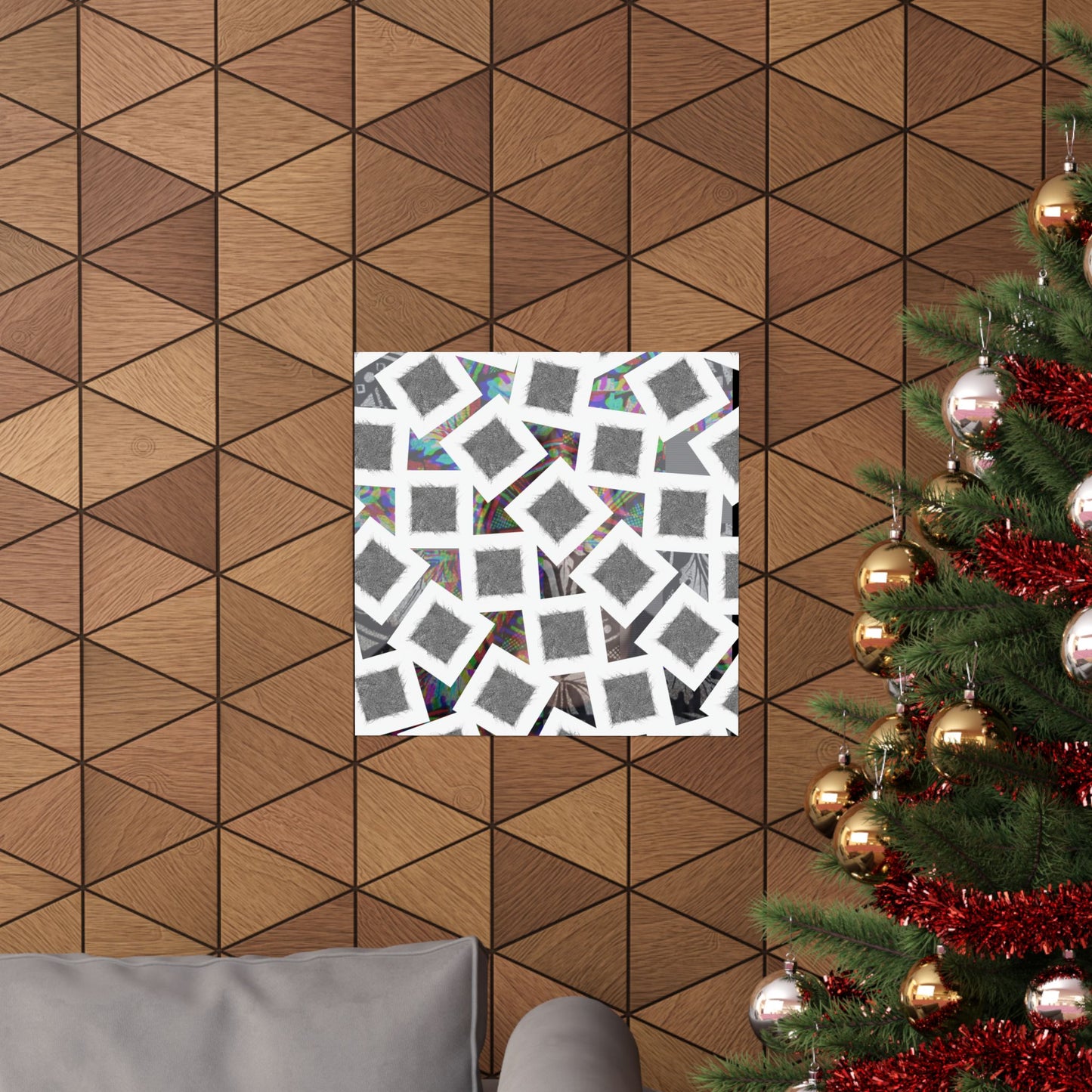 Abstract Geometric Squares Matte Poster — Black & White Modern Wall Art
