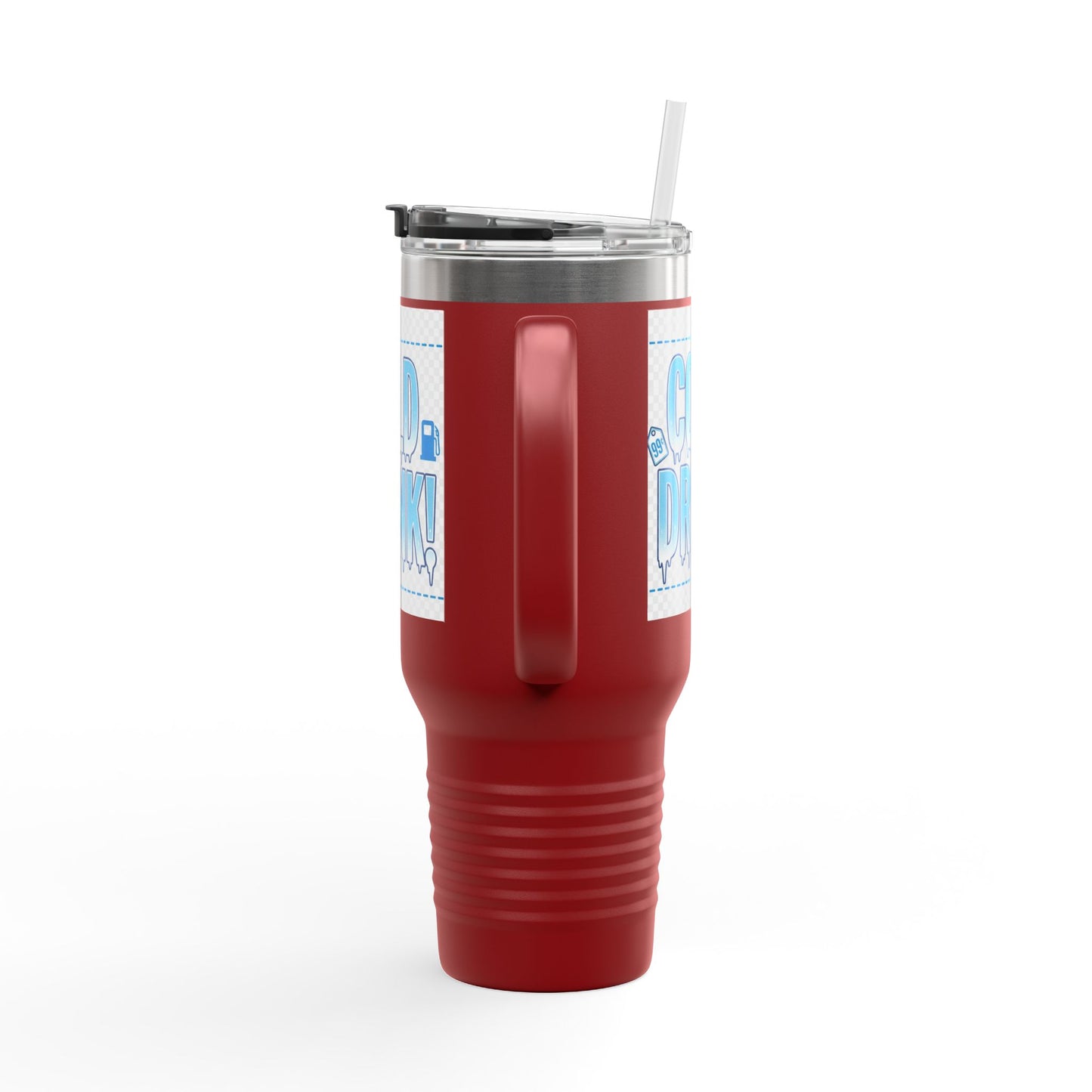 40oz Insulated Travel Mug – 'Cold Drink!' Retro Blue Graphic