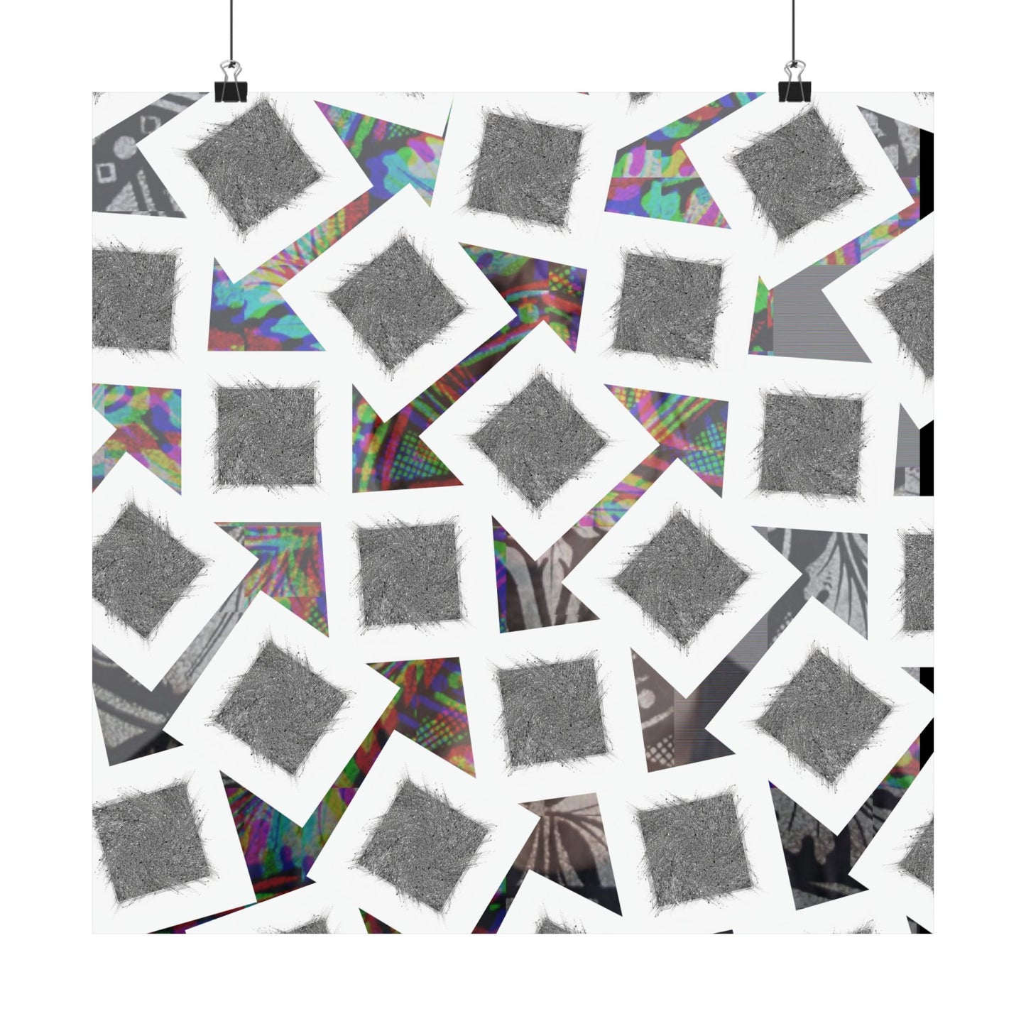 Abstract Geometric Squares Matte Poster — Black & White Modern Wall Art