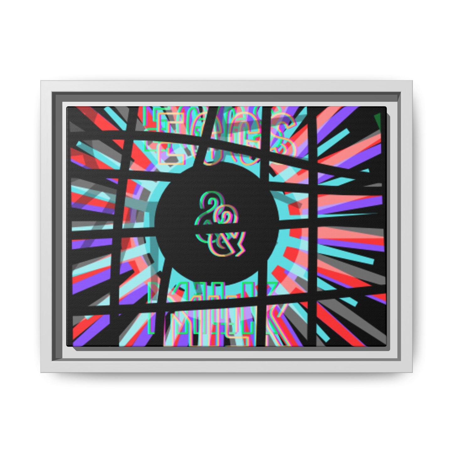 Psychedelic Geometric Framed Canvas Art "Eggs Eggs & & Milk Milk" — Multi‑Color Matte Print