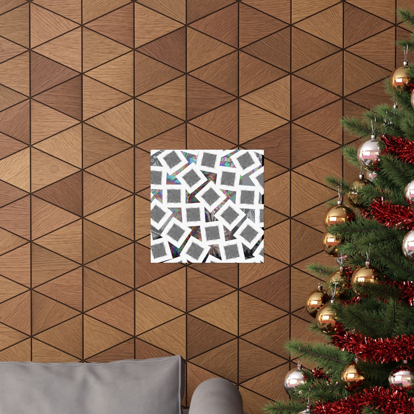 Abstract Geometric Squares Matte Poster — Black & White Modern Wall Art