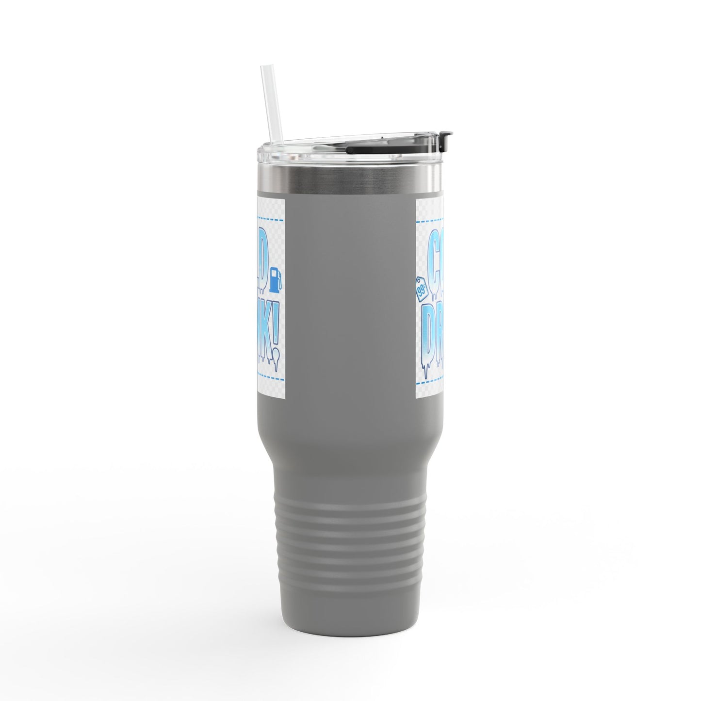 40oz Insulated Travel Mug – 'Cold Drink!' Retro Blue Graphic