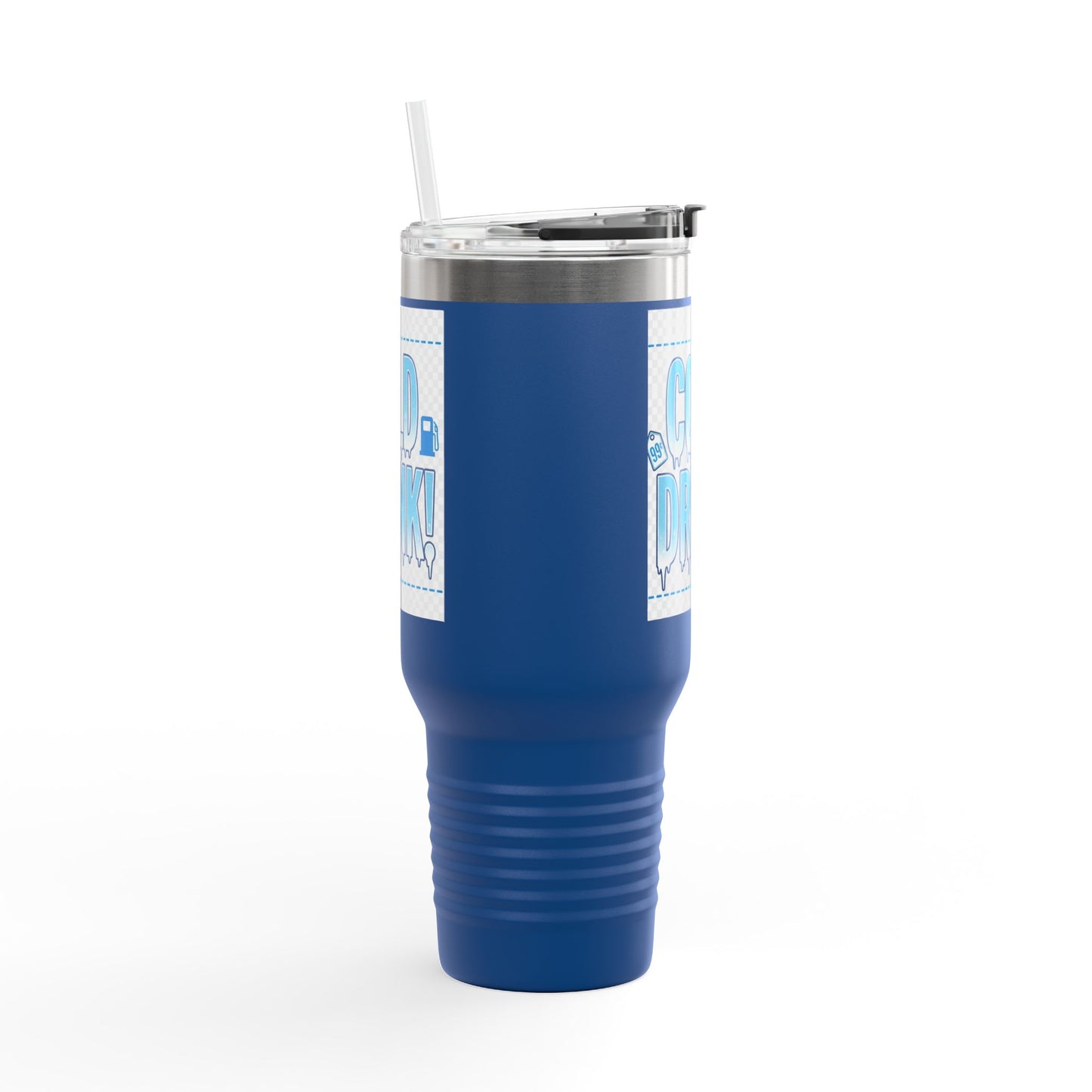40oz Insulated Travel Mug – 'Cold Drink!' Retro Blue Graphic