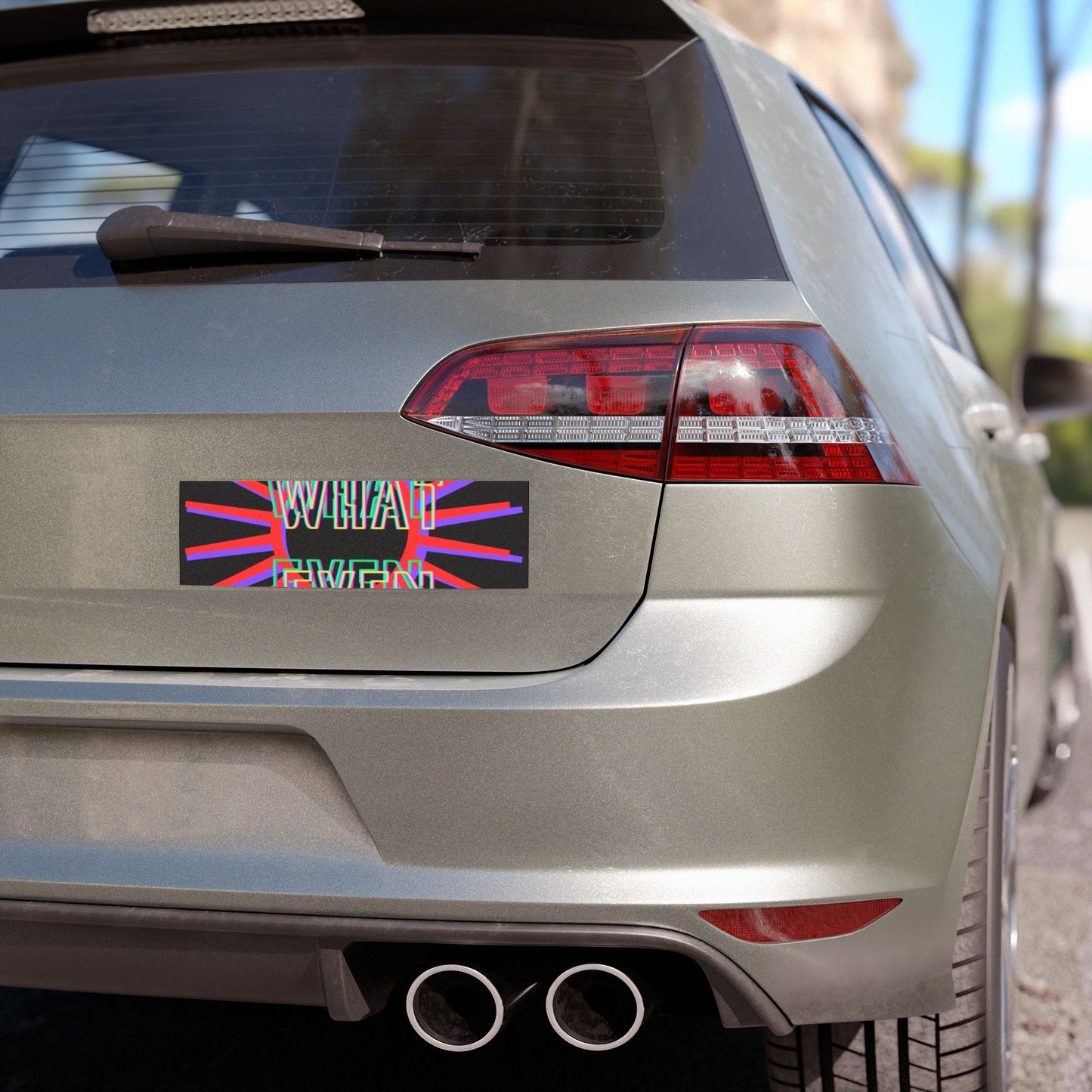 What Even Car Magnet — Retro Neon Text Magnetic Sign for Cars
