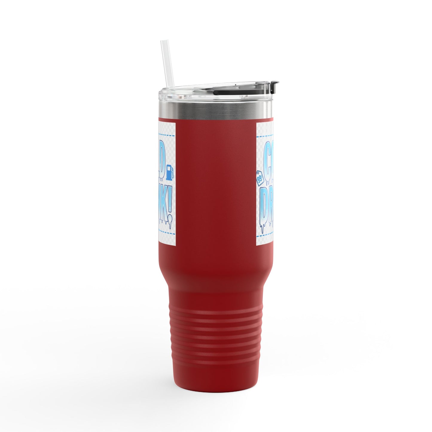 40oz Insulated Travel Mug – 'Cold Drink!' Retro Blue Graphic