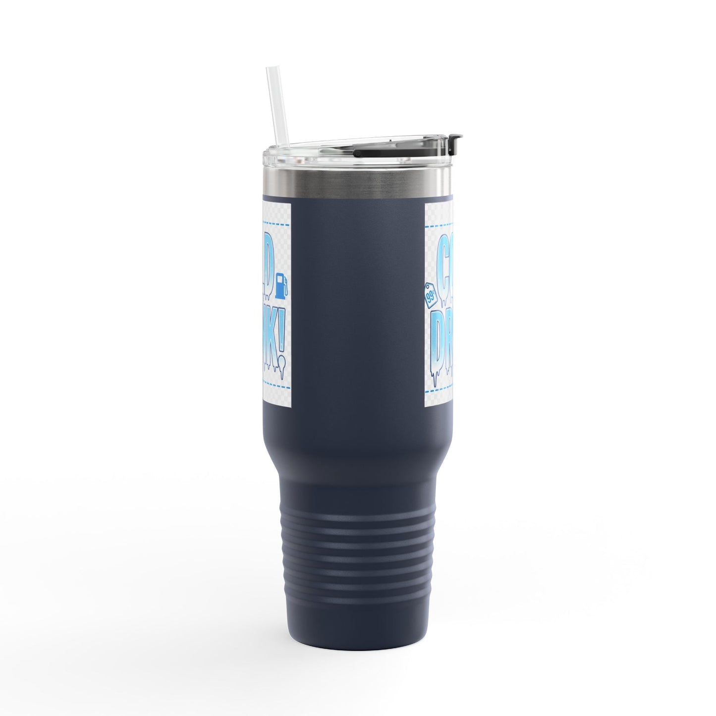 40oz Insulated Travel Mug – 'Cold Drink!' Retro Blue Graphic