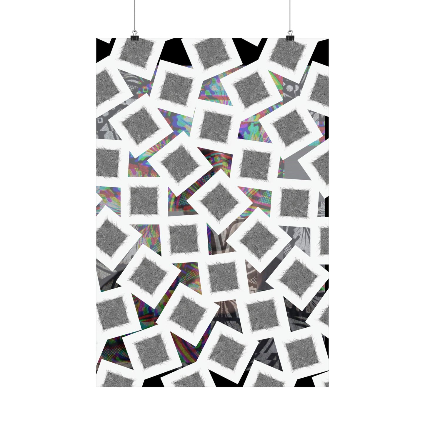 Abstract Geometric Squares Matte Poster — Black & White Modern Wall Art