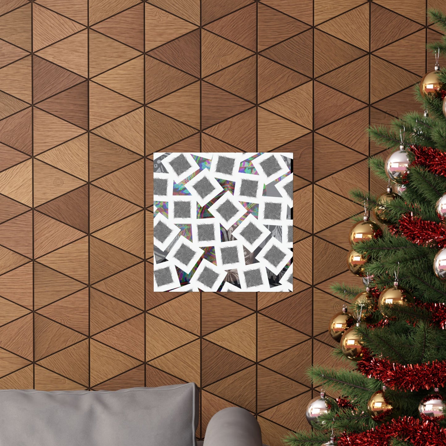 Abstract Geometric Squares Matte Poster — Black & White Modern Wall Art
