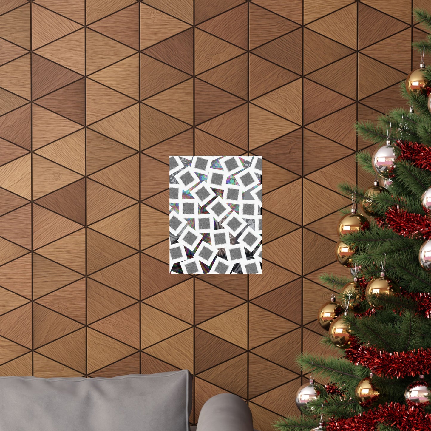 Abstract Geometric Squares Matte Poster — Black & White Modern Wall Art