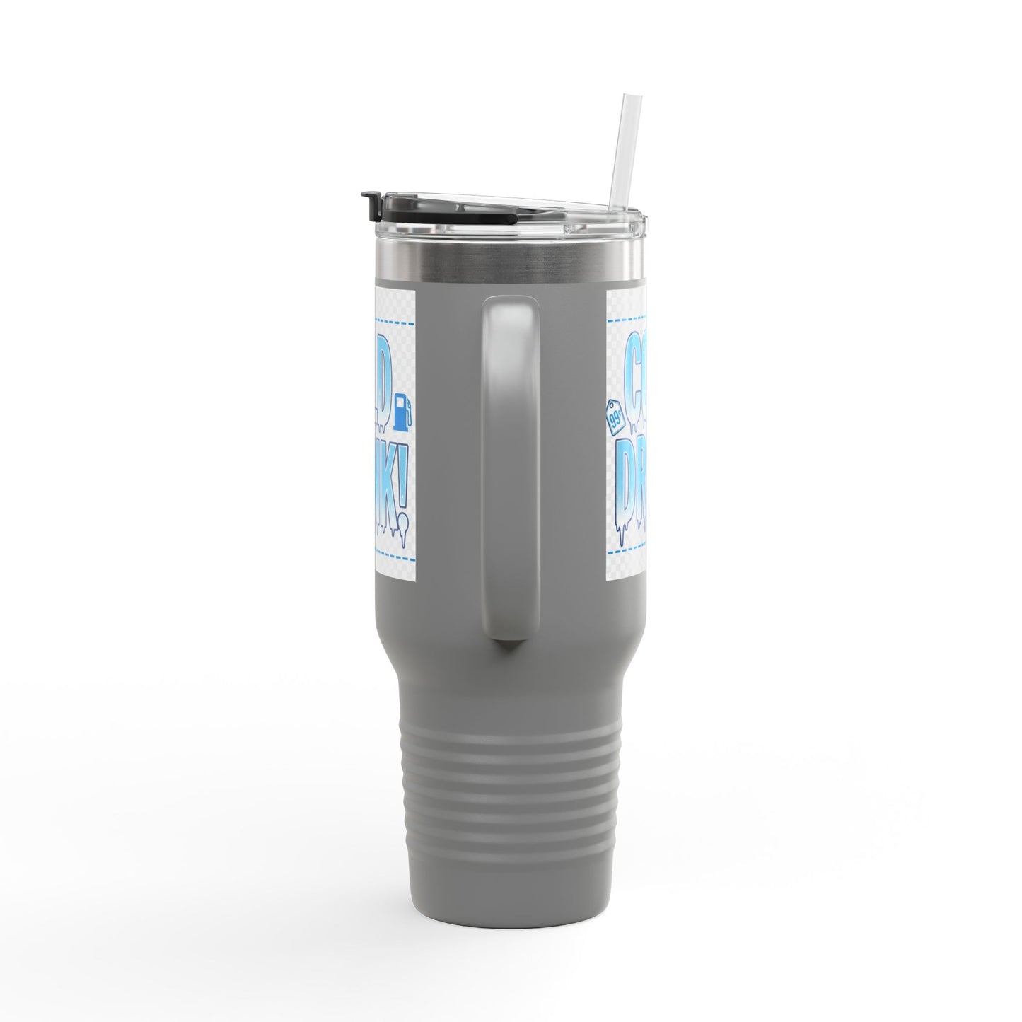 40oz Insulated Travel Mug – 'Cold Drink!' Retro Blue Graphic