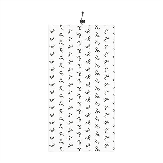 Winter Neck Gaiter — Black Minimalist Snowflake Pattern with Drawstring