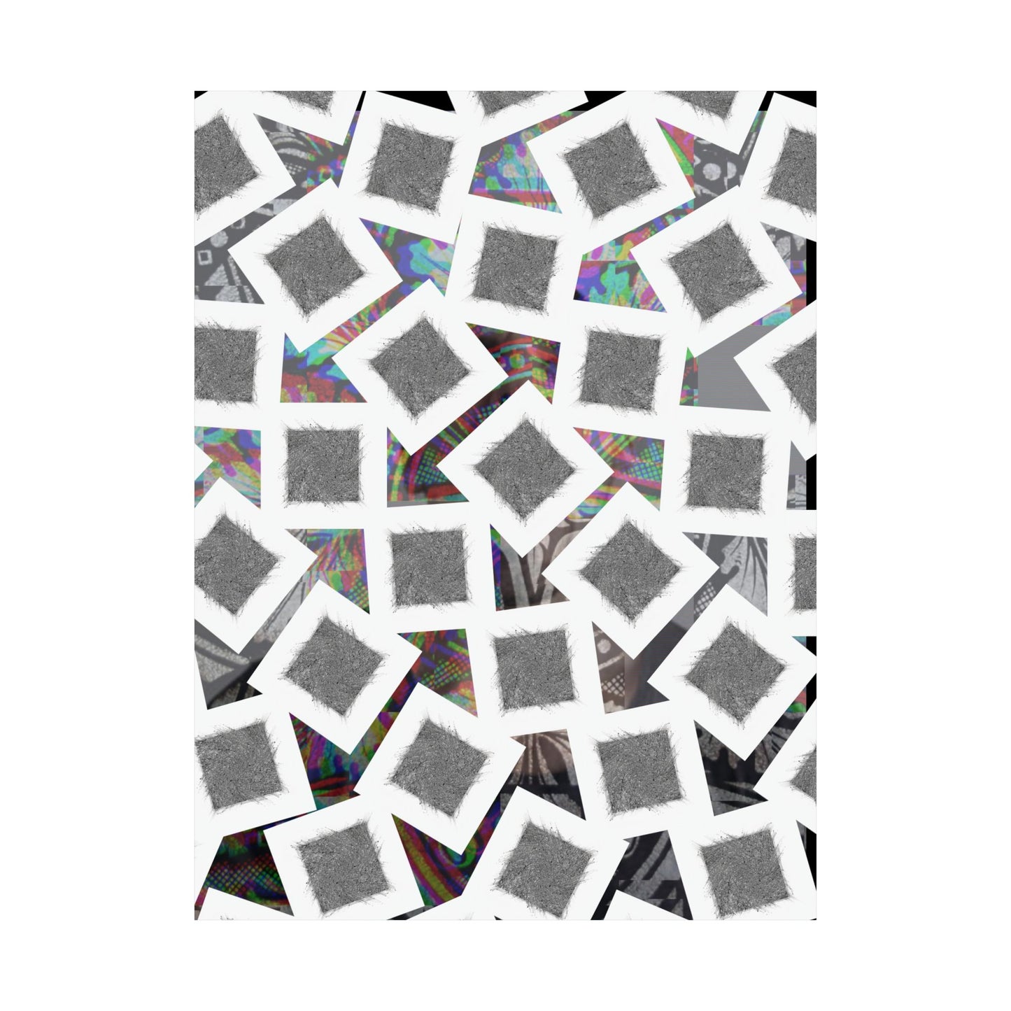 Abstract Geometric Squares Matte Poster — Black & White Modern Wall Art