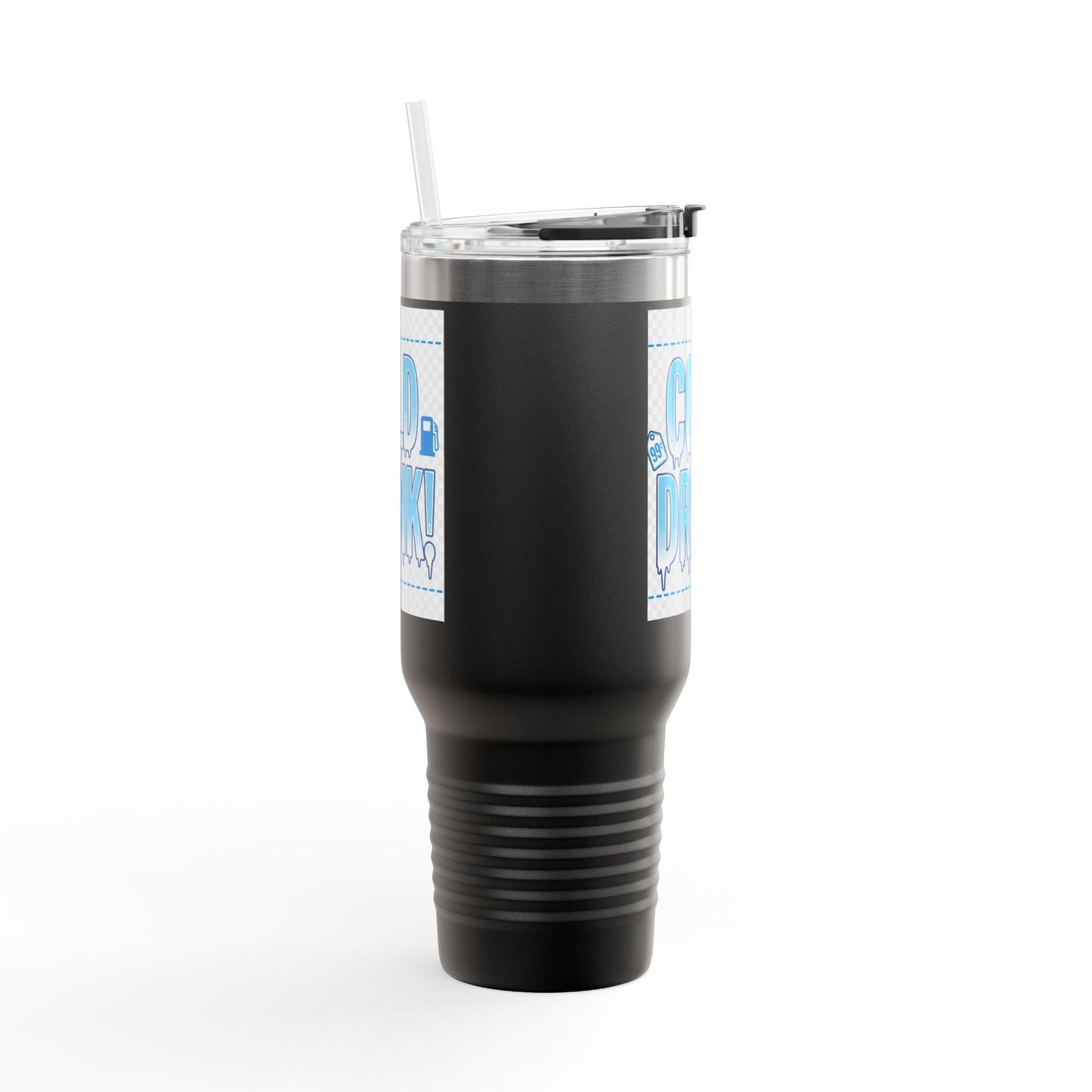 40oz Insulated Travel Mug – 'Cold Drink!' Retro Blue Graphic