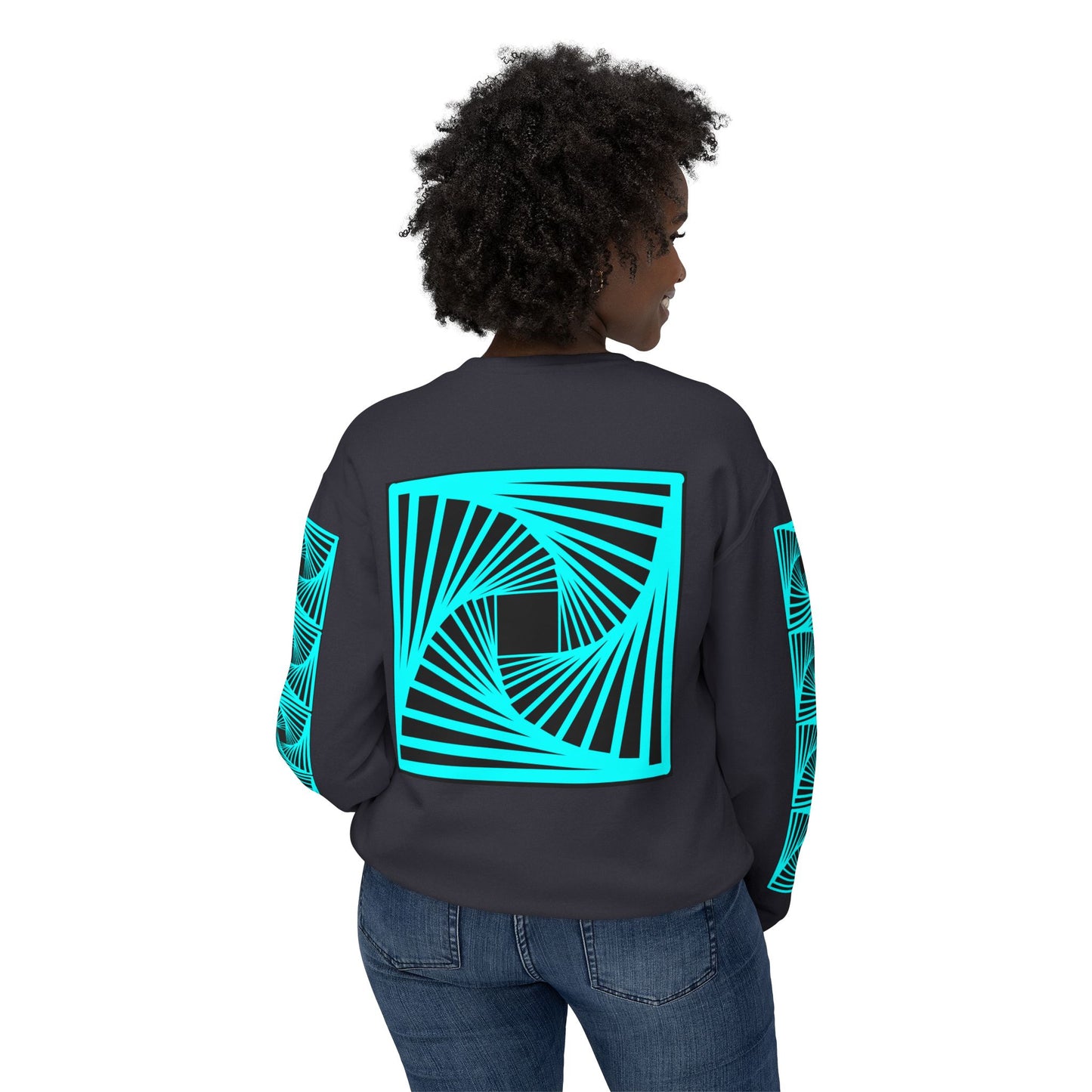 Trippy Party Crewneck Sweatshirt - Blacklight Blue Blur Rave Fun Concert EDM Art Spiral Psychedelic