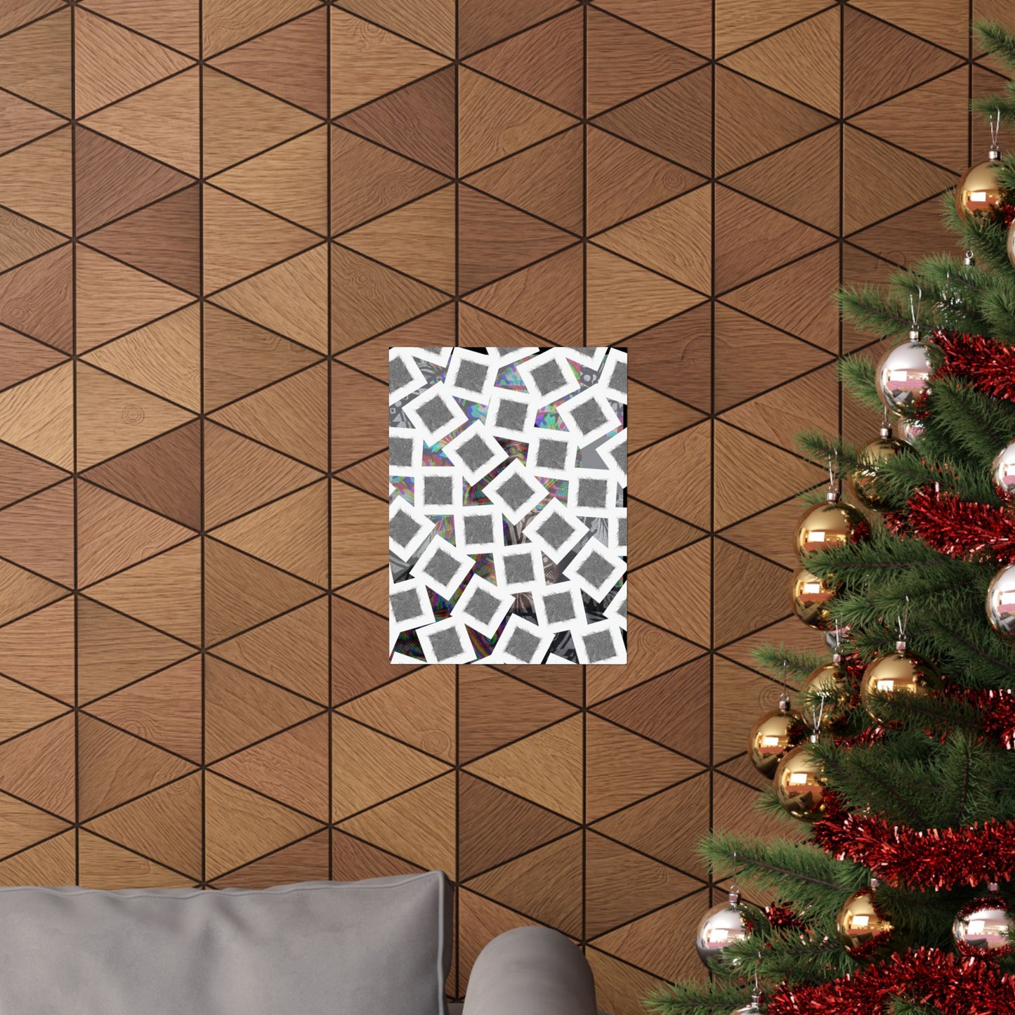 Abstract Geometric Squares Matte Poster — Black & White Modern Wall Art