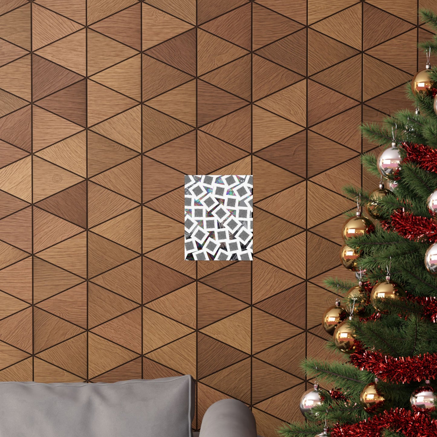 Abstract Geometric Squares Matte Poster — Black & White Modern Wall Art