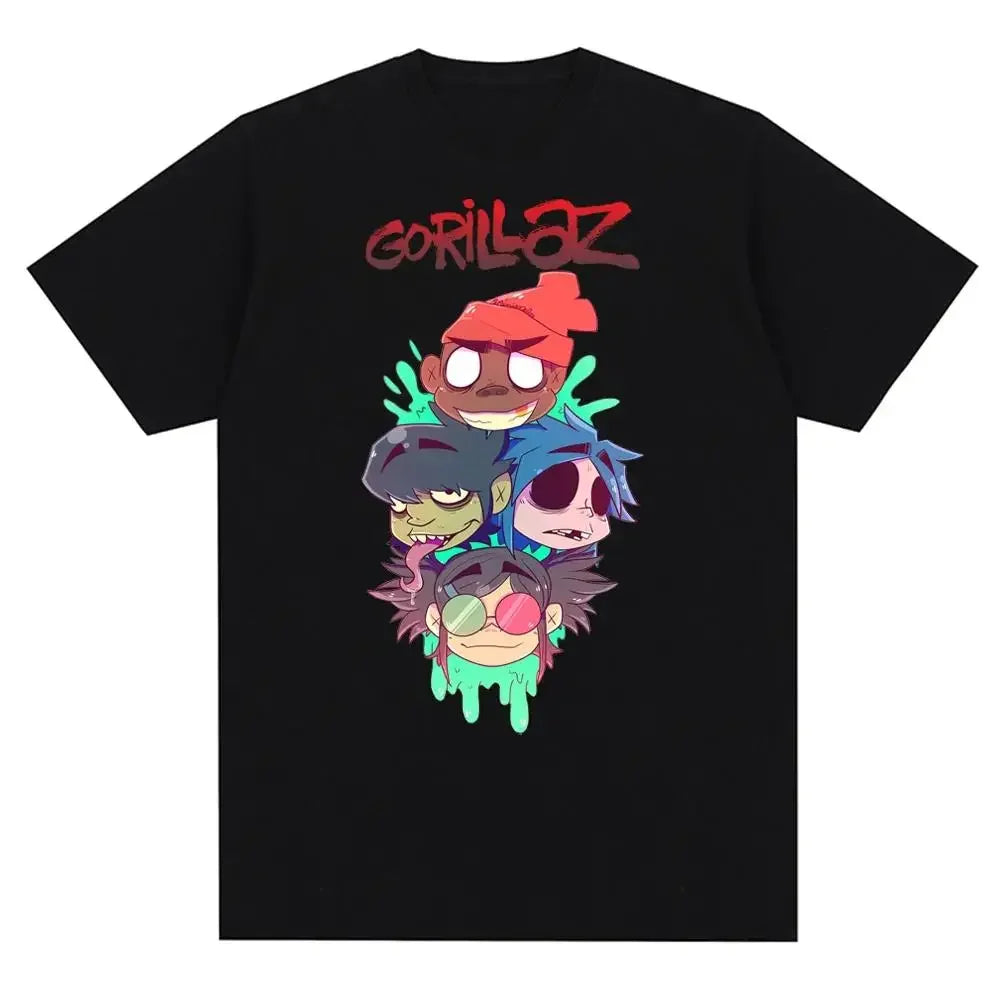 Music Band Gorillazs Punk Rock Print T Shirt 90s Casual Fashion Short Sleeve Plus Size T Shirt Unisex