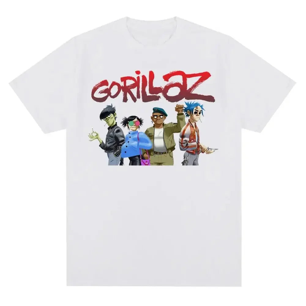 Music Band Gorillazs Punk Rock Print T Shirt 90s Casual Fashion Short Sleeve Plus Size T Shirt Unisex